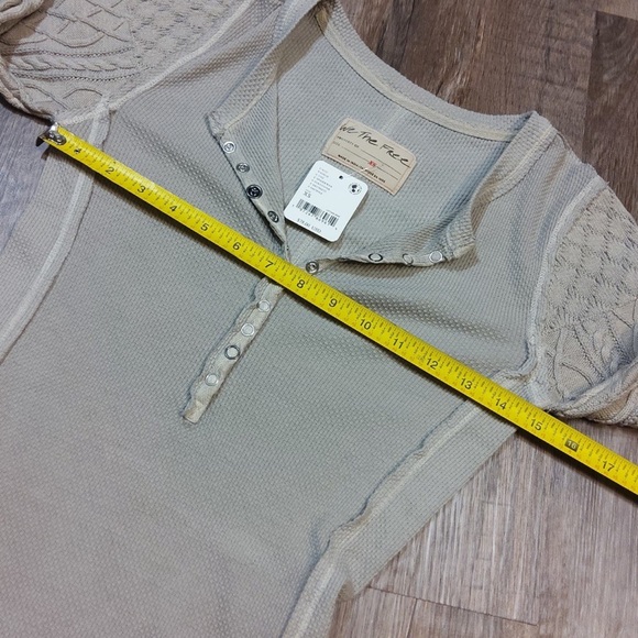 NWT FREE PEOPLE TWISTED CABLE KNIT THERMAL HENLEY - Picture 8 of 9